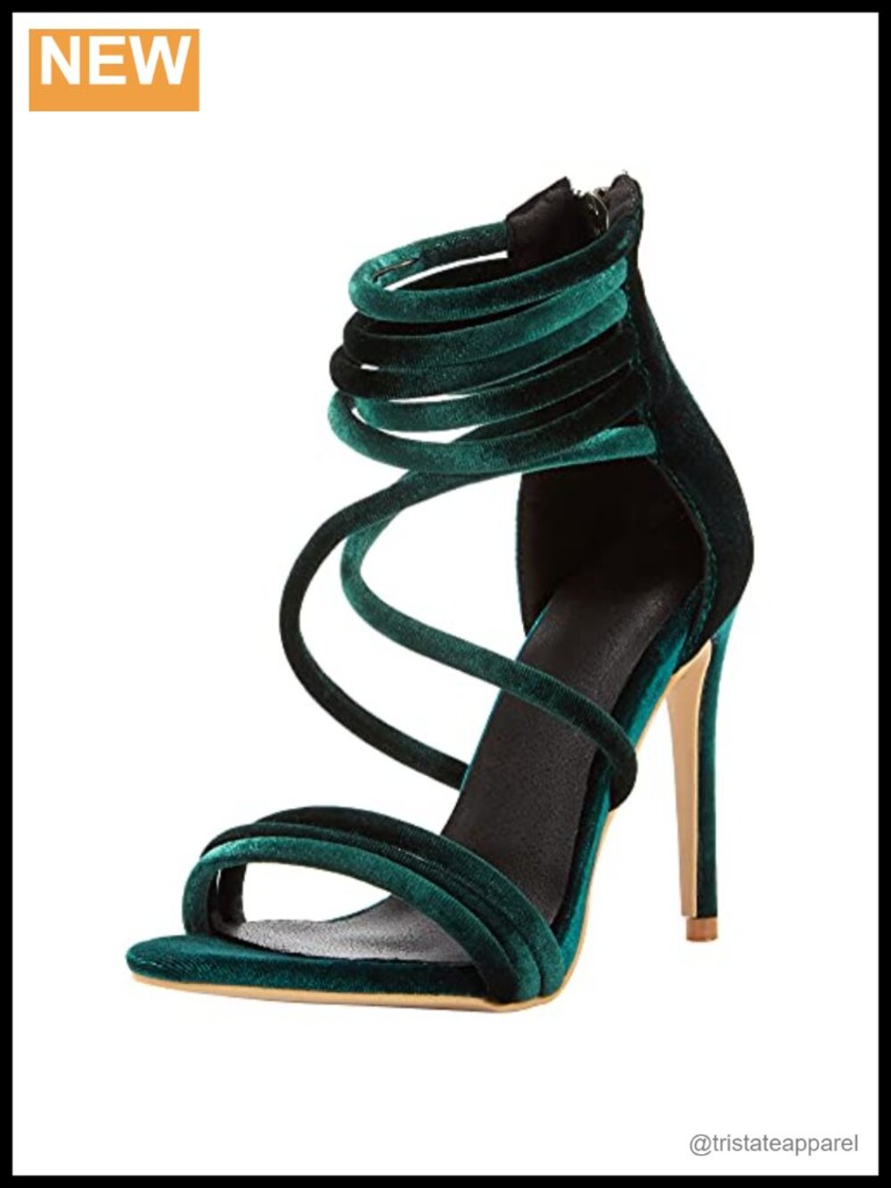 Suede Cross Strap Open Toe Stiletto Heel Sandals with Back Zip